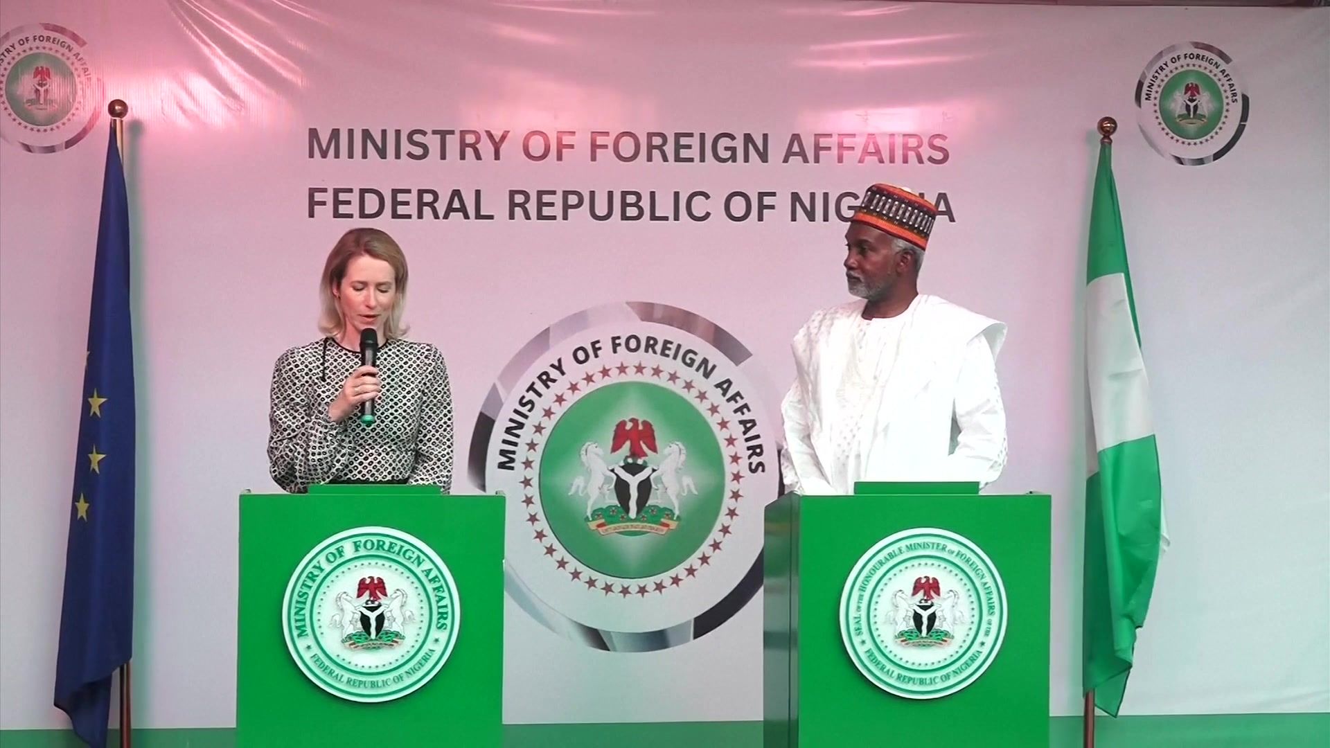 Nigeria's Minister of Foreign Affairs, Yusuf Tuggar, and EU High Representative for Foreign Affairs and Security Policy, Kaja Kallas, at the Ministerial Dialogue.
