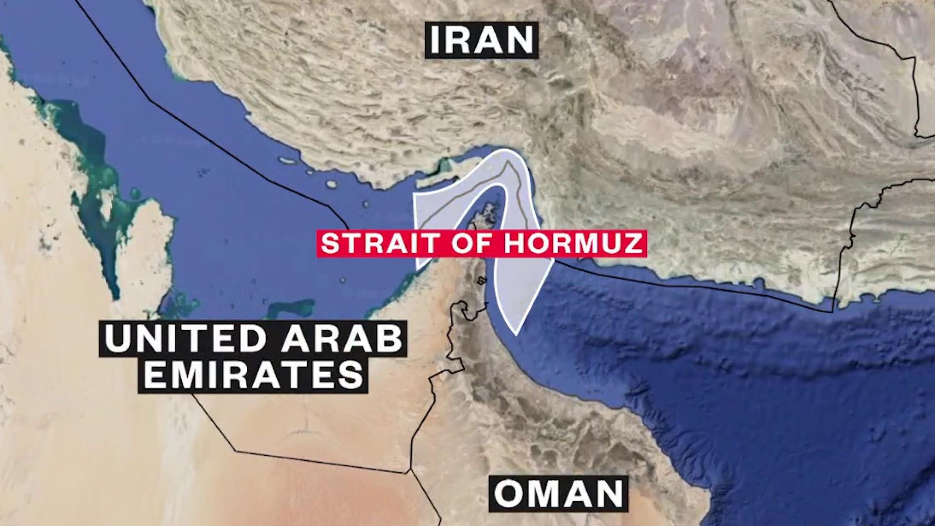 An image depicting the Strait of Hormuz, a key maritime passage.