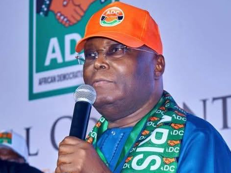 Former Vice President Atiku Abubakar speaking at an event.