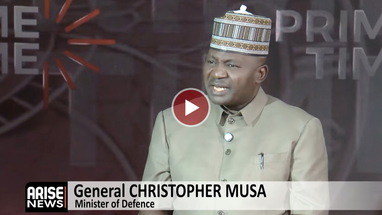 Nigeria's Defence Minister Christopher Musa speaking during an interview.