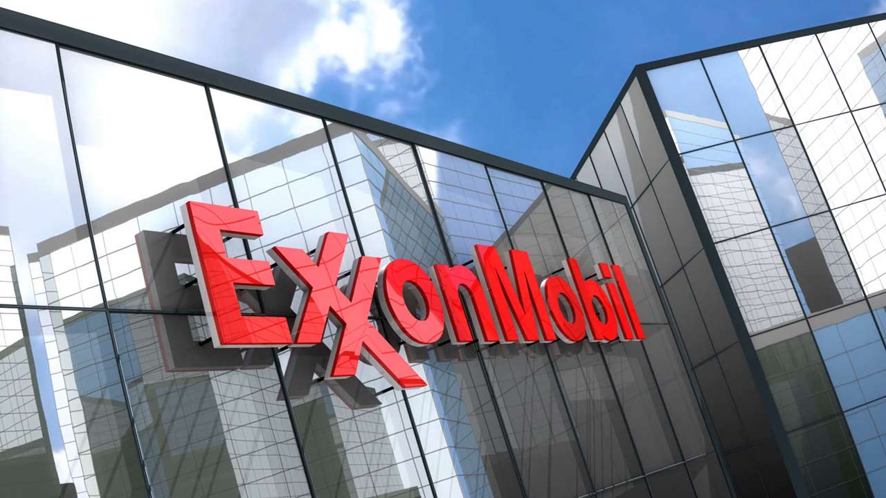 ExxonMobil logo displayed on a screen
