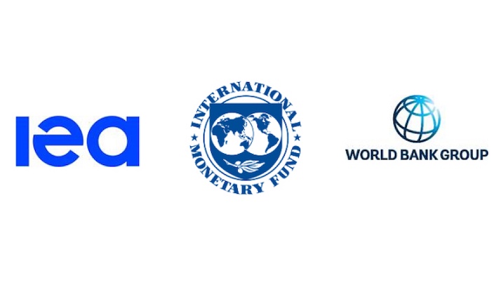 Representatives from IMF, World Bank, and IEA discussing the impact of the Middle East crisis on global economy.