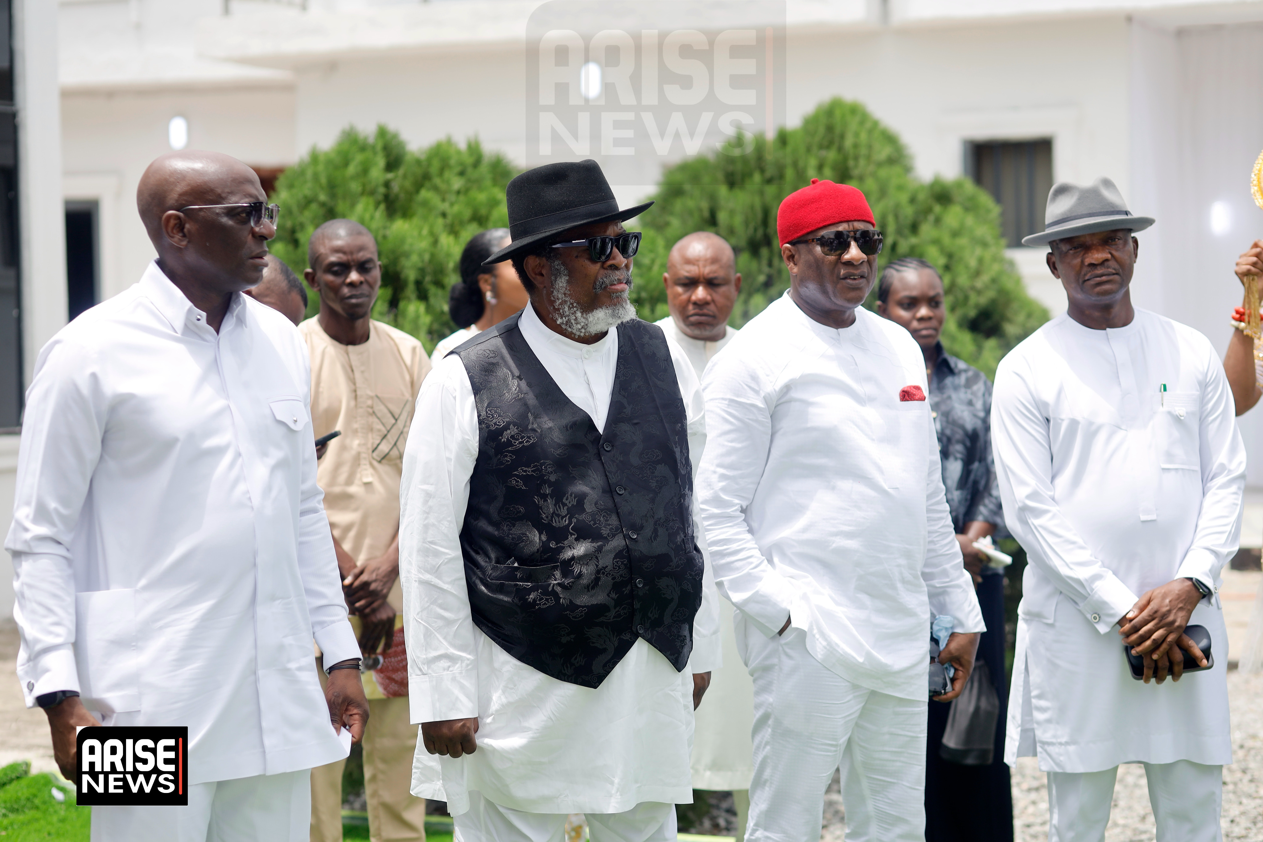 From left to right: Chiedu Ebie, Prince Nduka Obaigbena, Allen Onyema, and Charles Aniagwu at the funeral event.