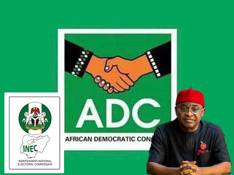 Senator David Mark and an INEC representative