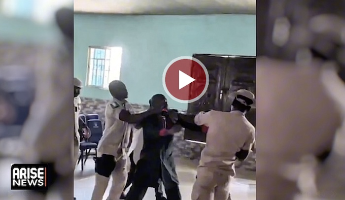 Scene at the Assemblies of God church in Ughelli, Delta State, following an alleged attack on a pastor and his wife.