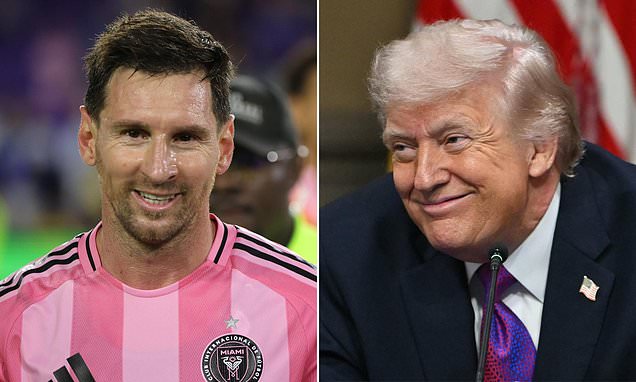 Lionel Messi meeting President Trump at the White House with Inter Miami squad