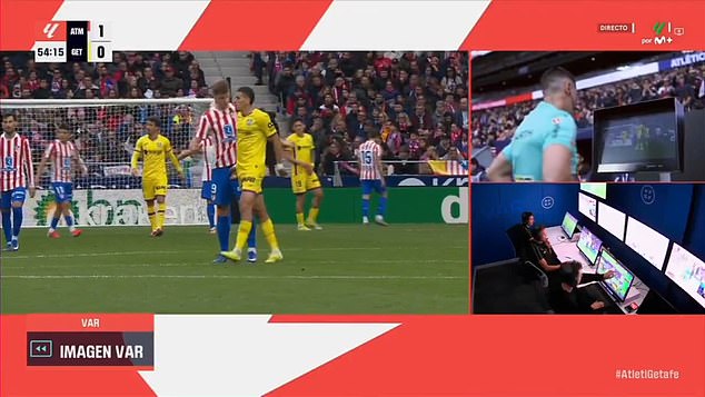 Footballer Abdel Abqar was shown a red card during his team's match against Atletico Madrid for allegedly pinching an opponent.