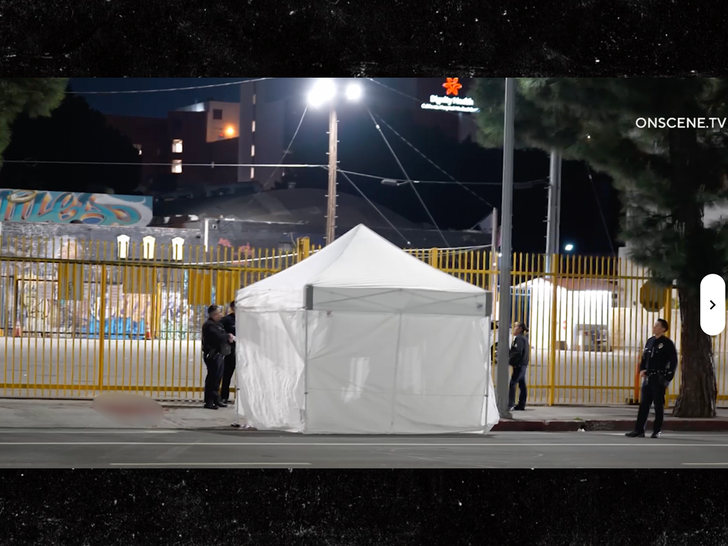 Scene of the incident in downtown Los Angeles showing the area where the man was found.