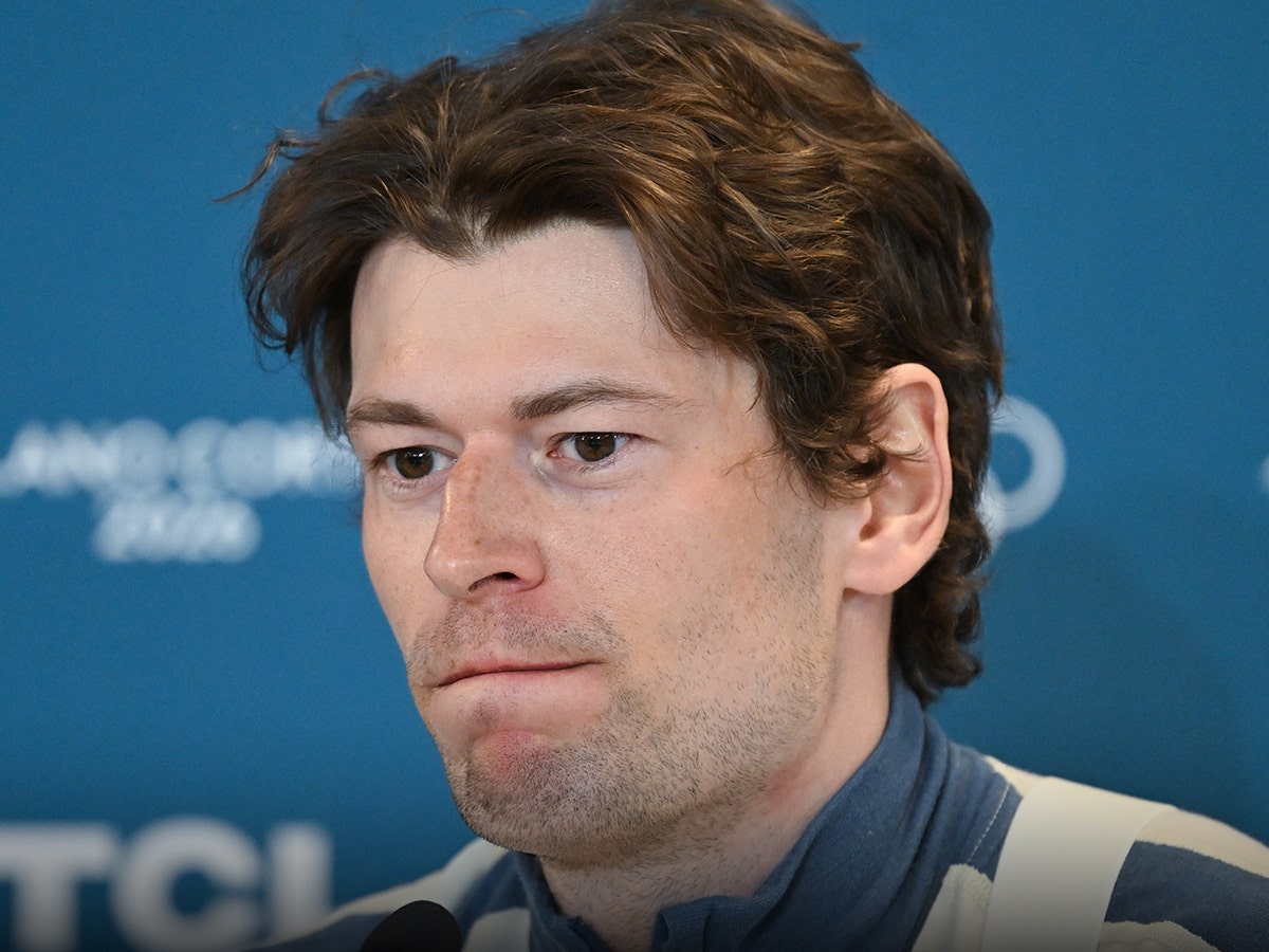 Sturla Holm Laegreid during a race at the Winter Olympics