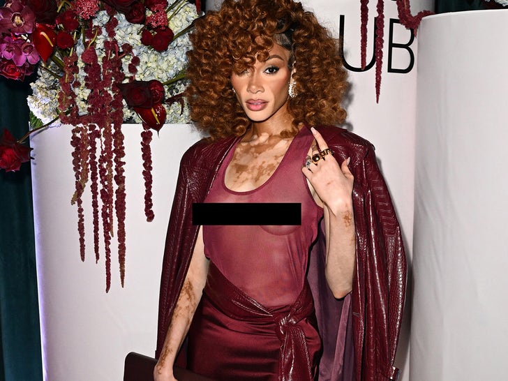 Winnie Harlow in a sheer outfit at Gekko Miami