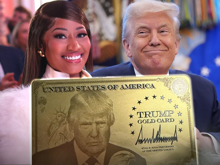 Nicki Minaj displaying her Trump Gold Card