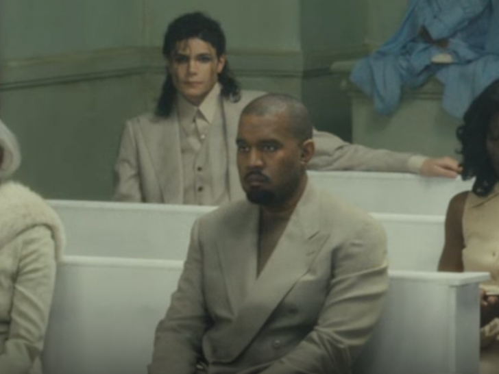 Kanye West in his new music video featuring various visuals.
