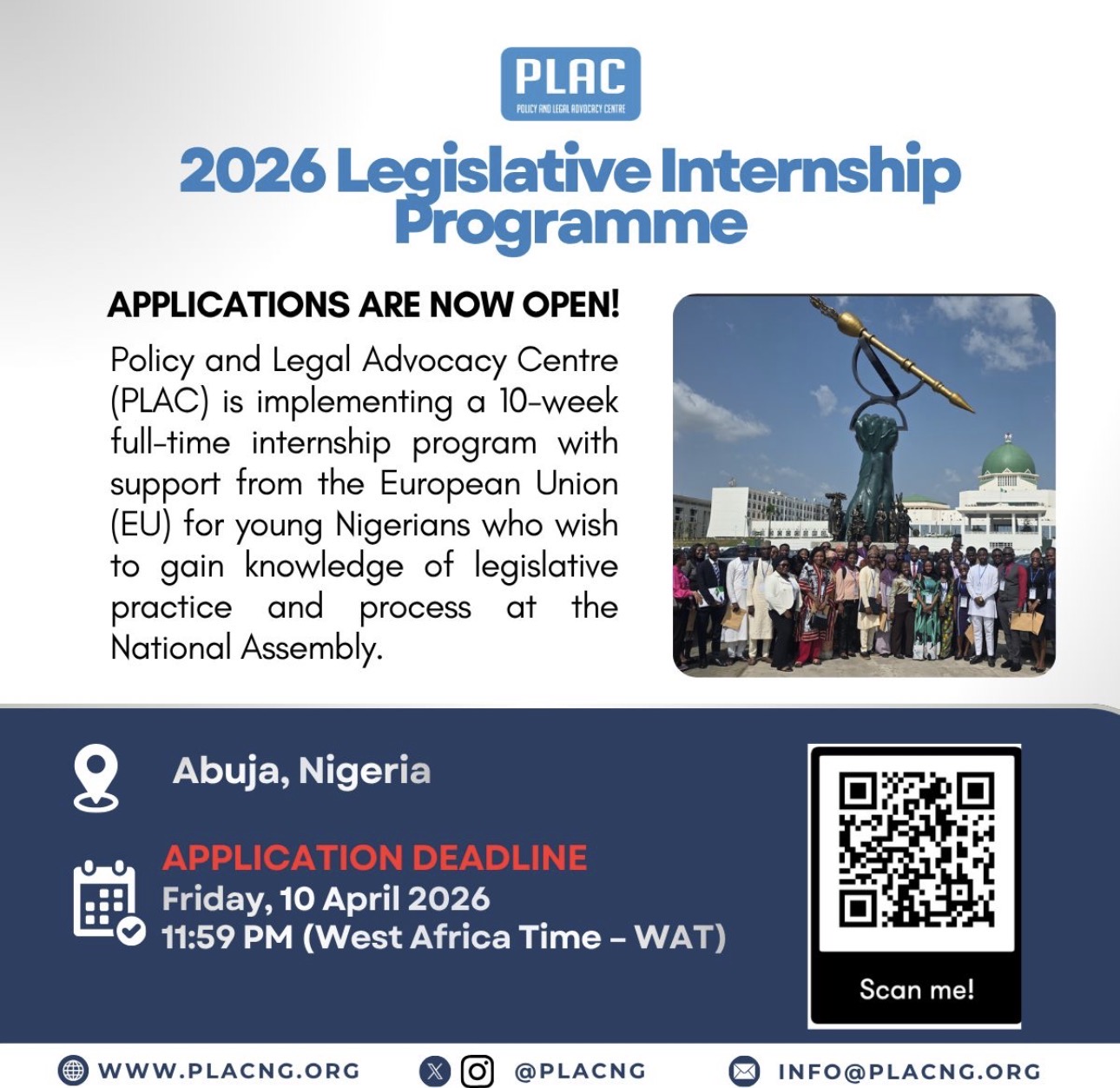 Apply for the PLAC 2026 Legislative Internship Opportunity