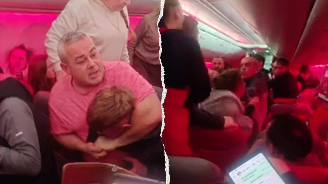 Scene from the Jet2 flight where a fight broke out over alleged racist comments