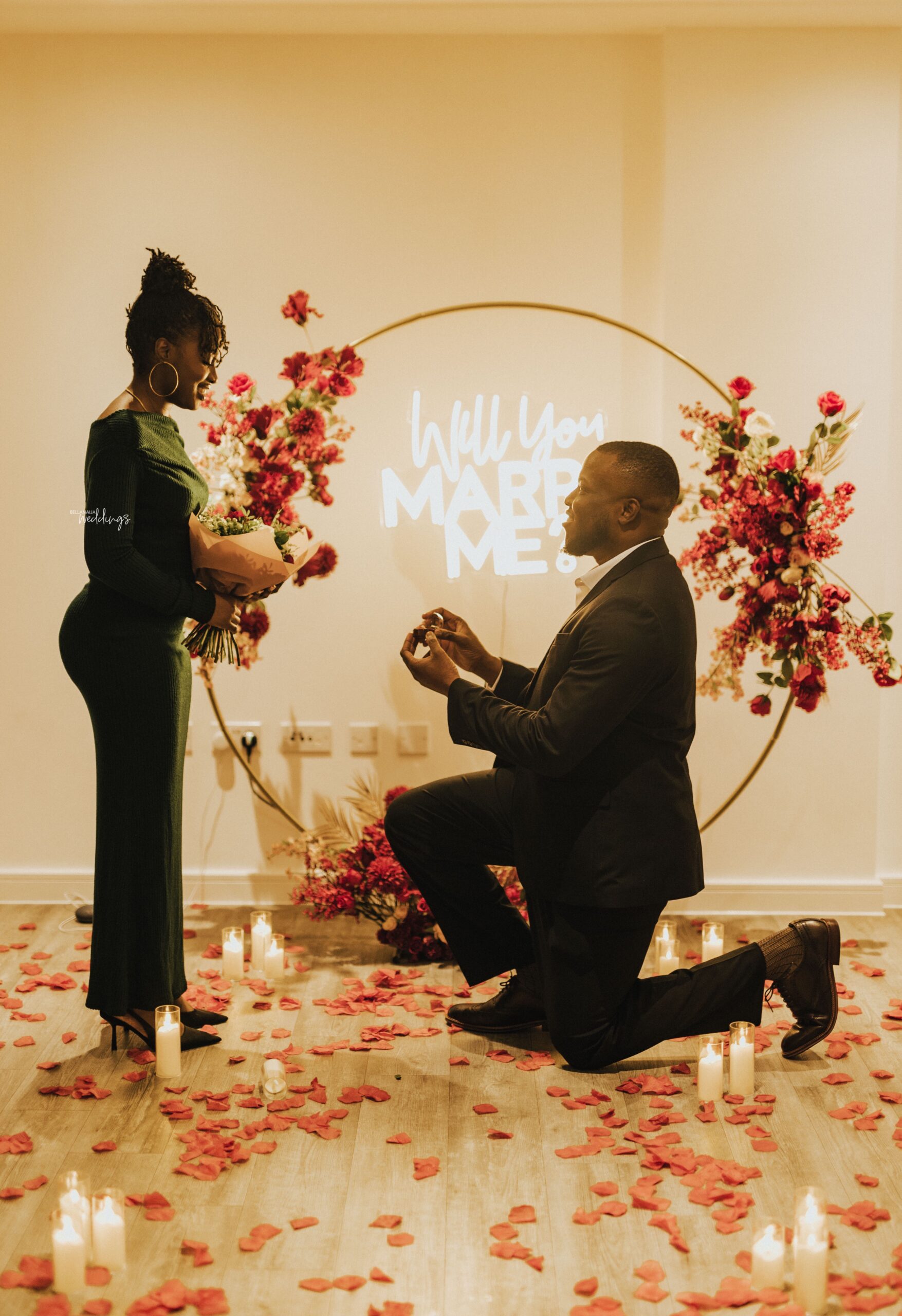 Doyin and Mena's romantic proposal scene