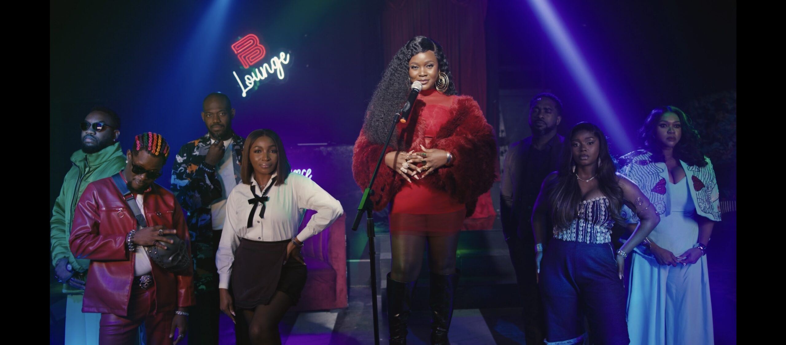 A promotional image featuring the cast of 'EVI' during the film's production.