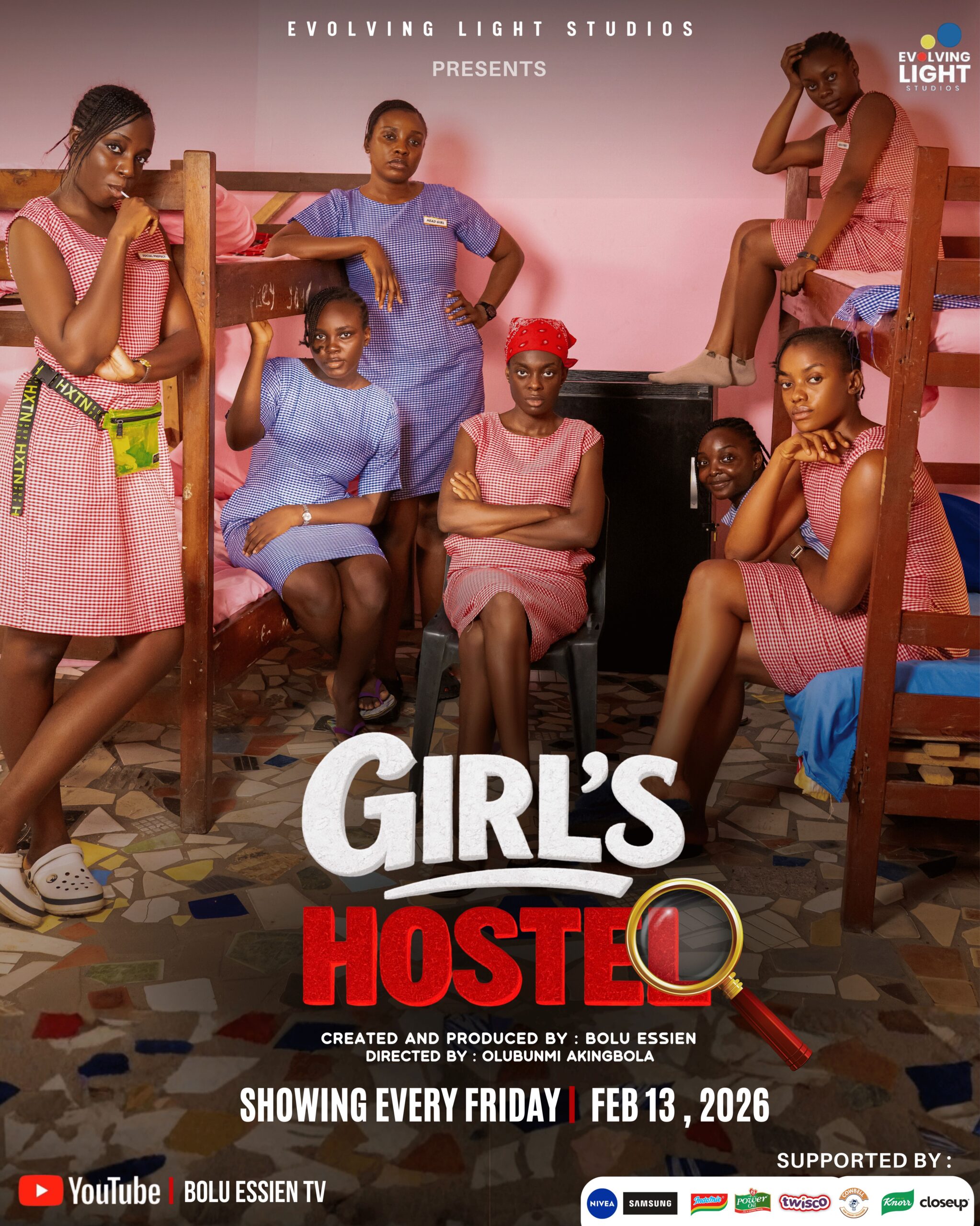 Poster for Girls’ Hostel, the new drama series featuring Bolu Essien