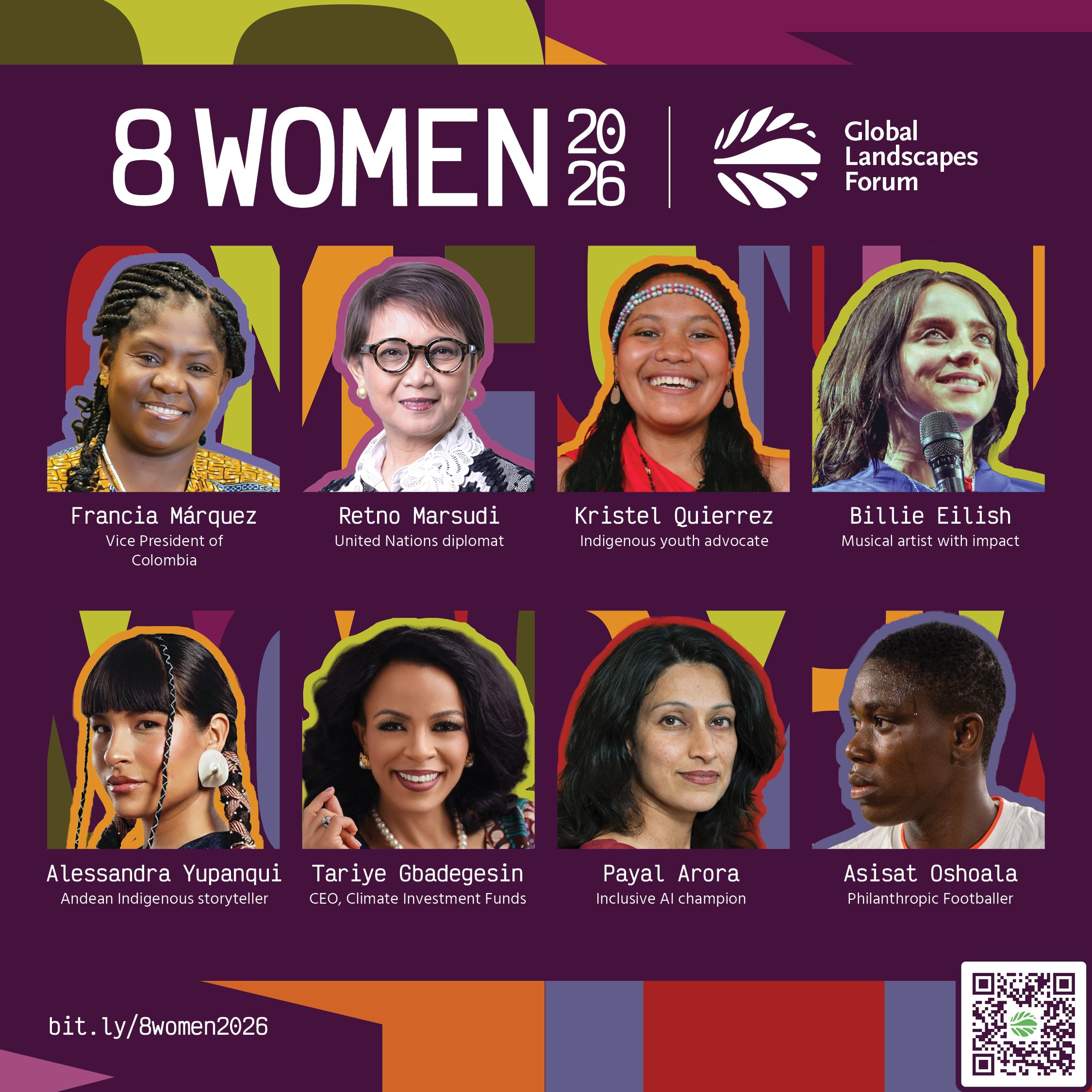 Collage of women recognized by the Global Landscapes Forum.