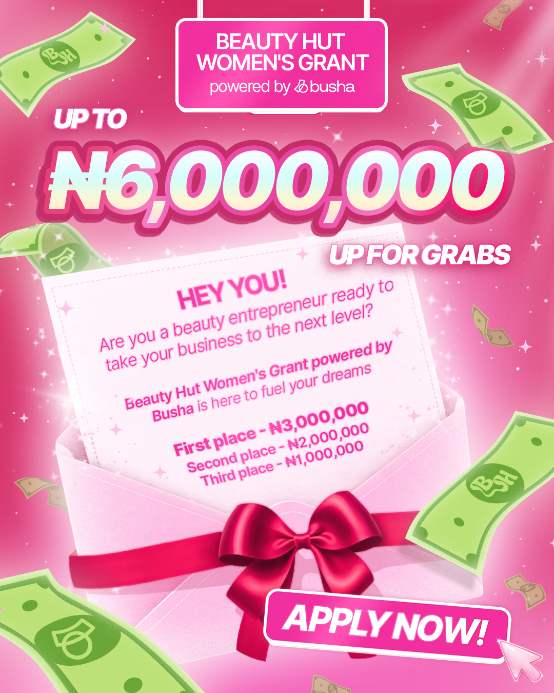 Promotional image for the Beauty Hut Women's Grant announcement