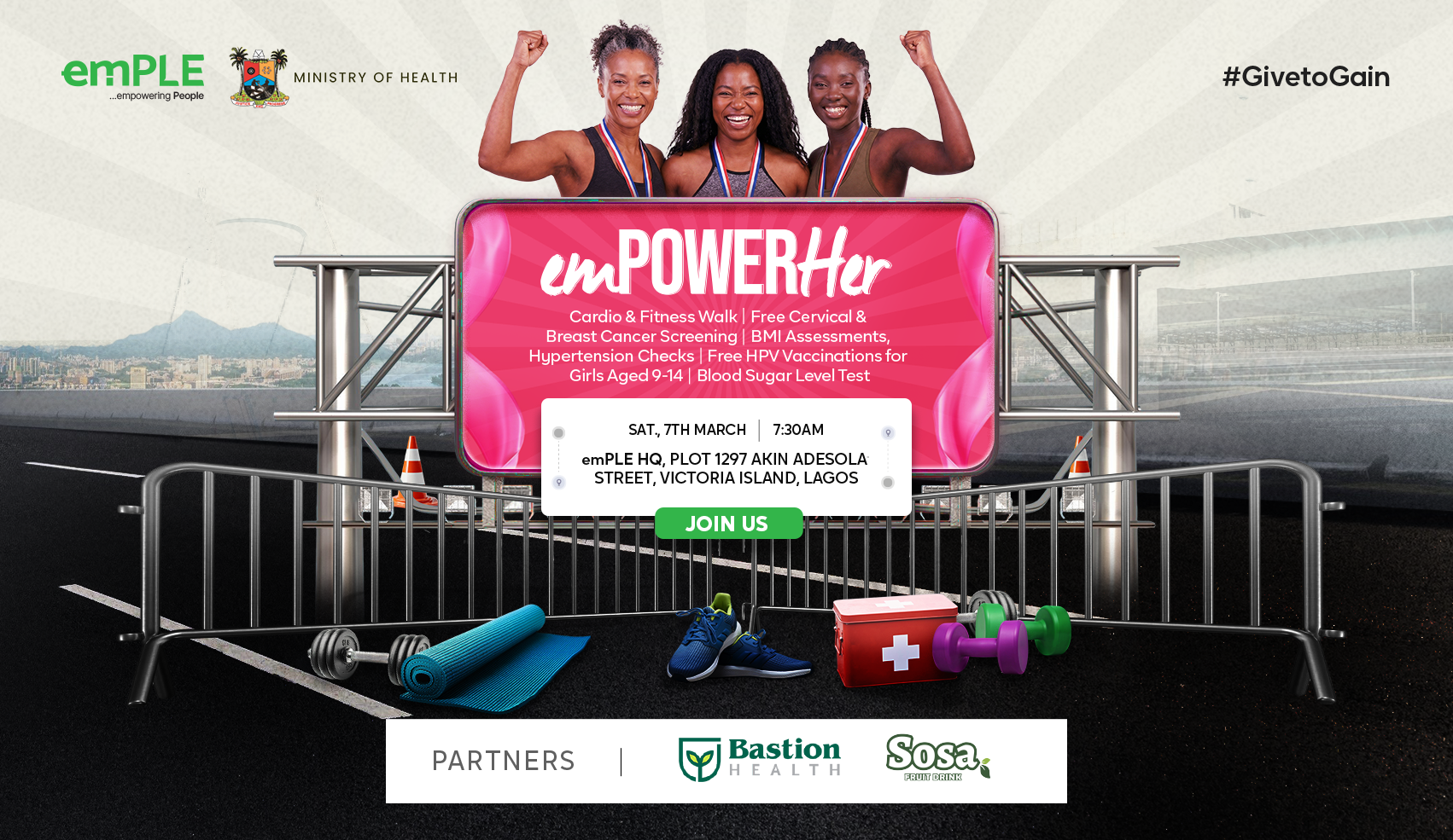Promotional image for emPLE's emPOWERHer health initiative