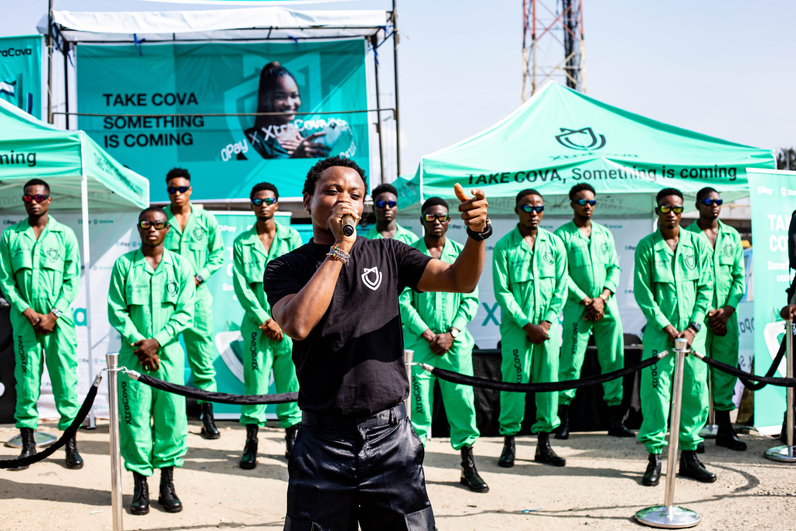 Crowds gathered around an OPay activation display.