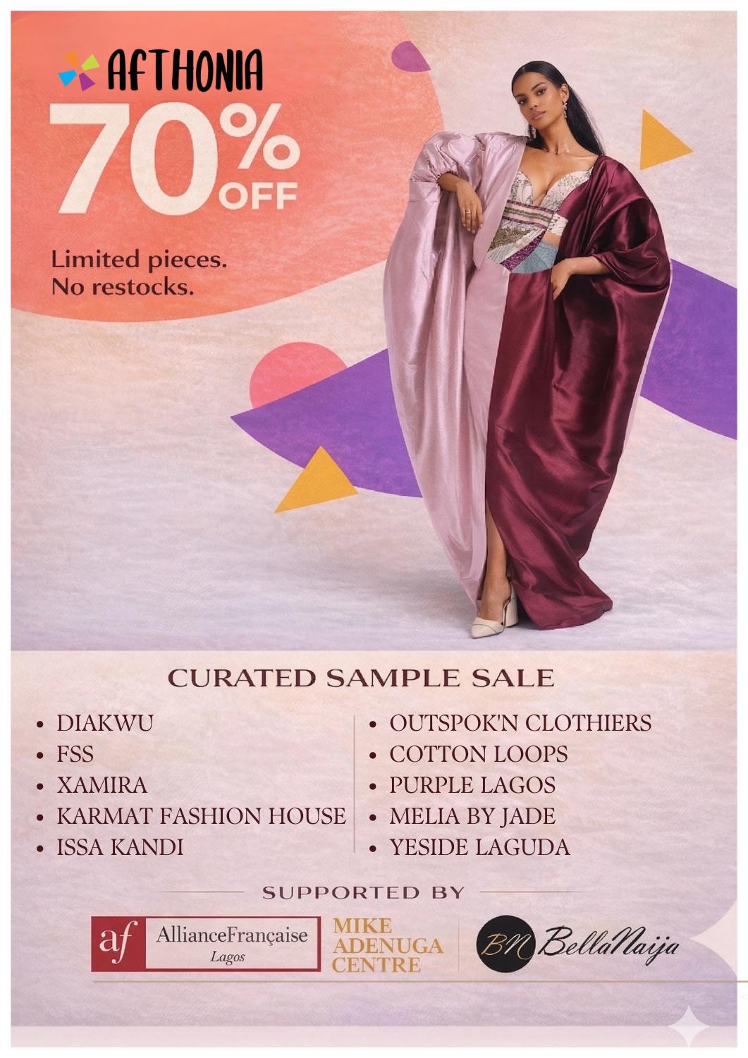 A display of fashion items at the Afthonia Sample Sale