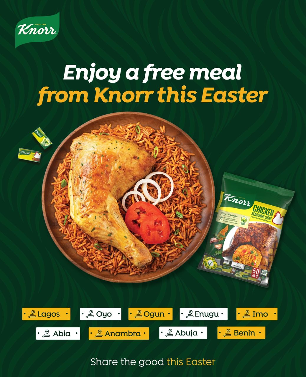 Promotional banner image for Knorr's Easter initiative showing food and branding.