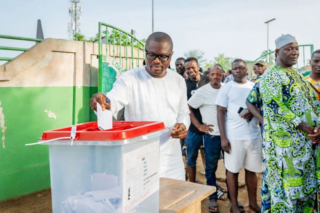 Romuald Wadagni casting his ballot at a polling station during the Benin presidential election on Sunday, 12 April 2026.