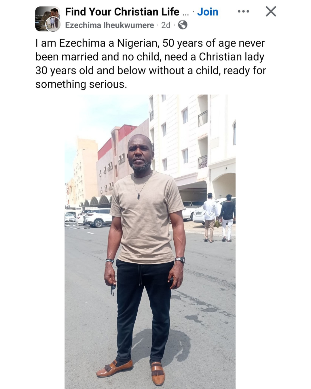 A supportive comment on the man's Facebook post