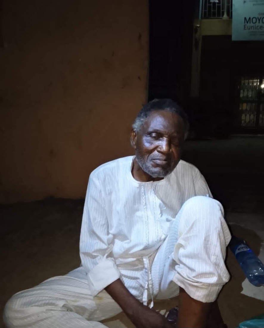 Elderly blind man Mr Olaseni Arotiba