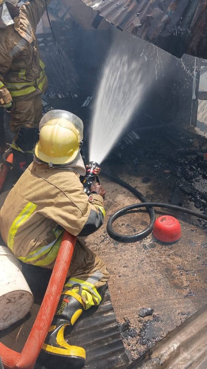 Fire damage visible on the residential building in Taraba