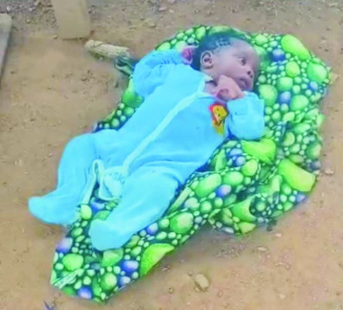 An image of the abandoned baby found in Ondo community