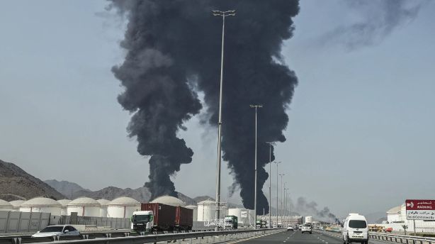 A scene from the aftermath of the missile attacks in the UAE
