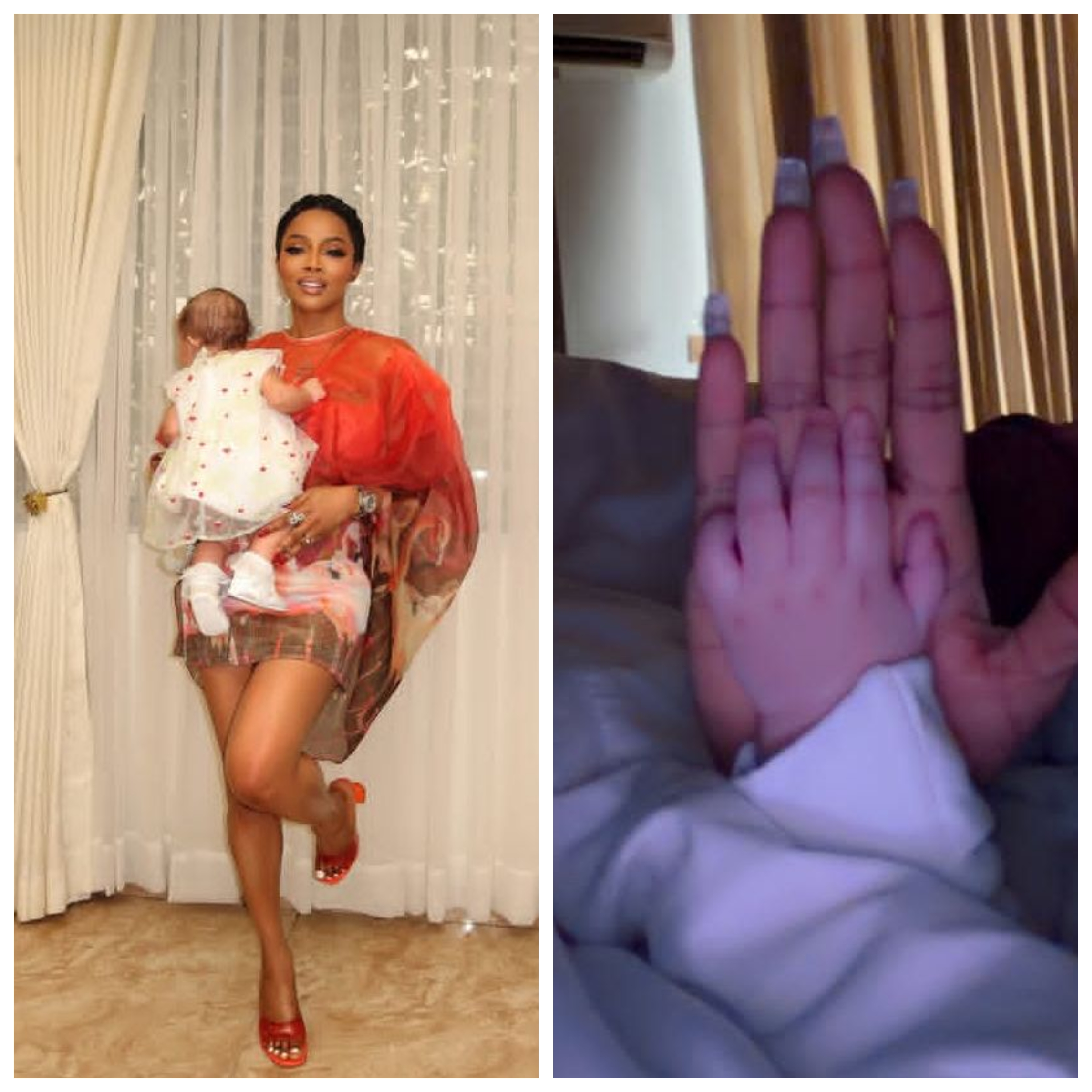 Toke Makinwa celebrating her first Mother's Day with heartfelt expressions.