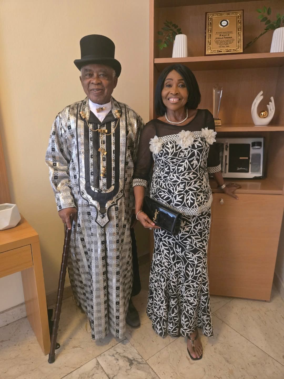 HRH Professor Alabo Dagogo Fubara, the monarch from Rivers State, smiling after getting his haircut.