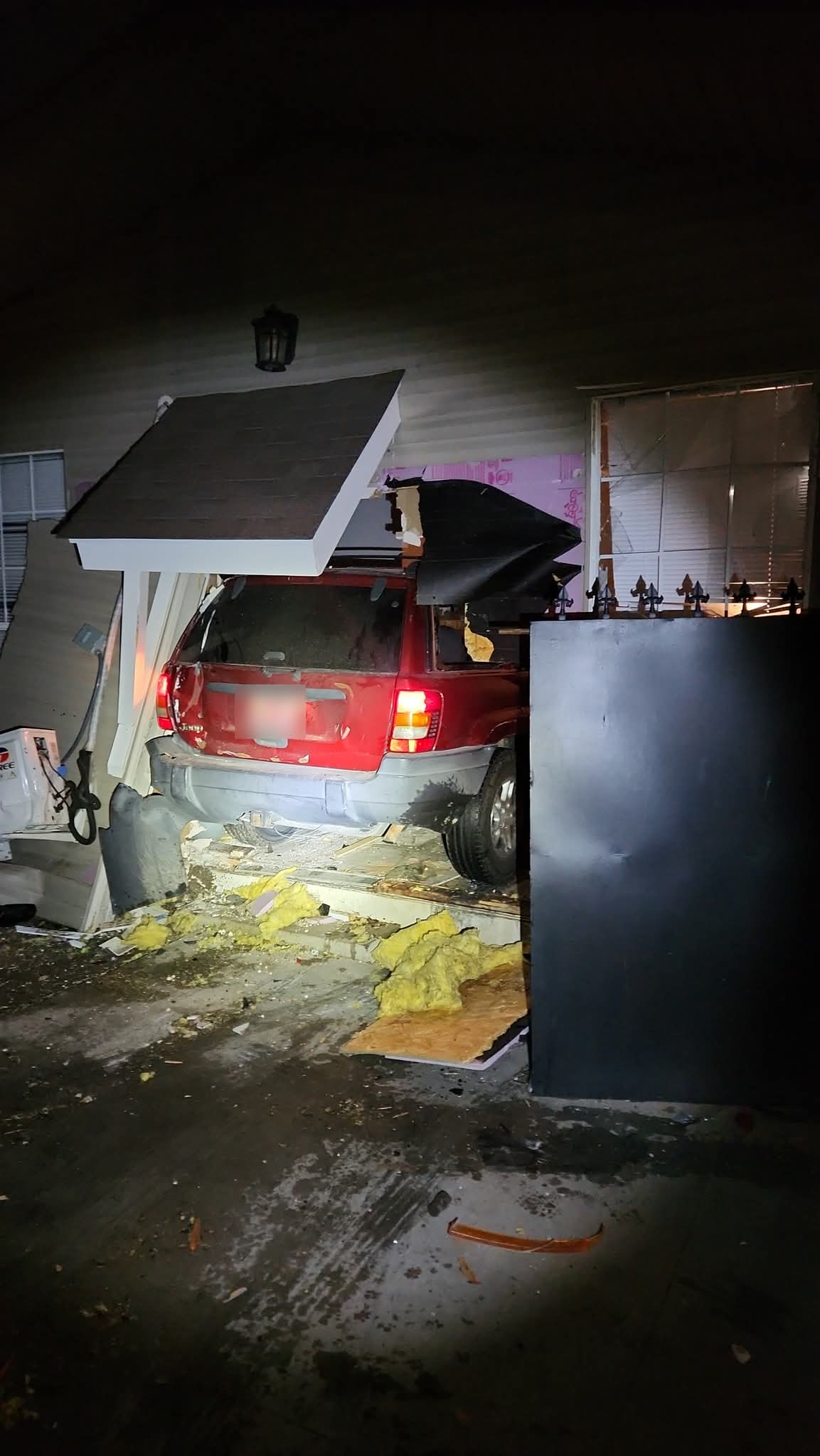 Damage from the SUV collision in Tulsa