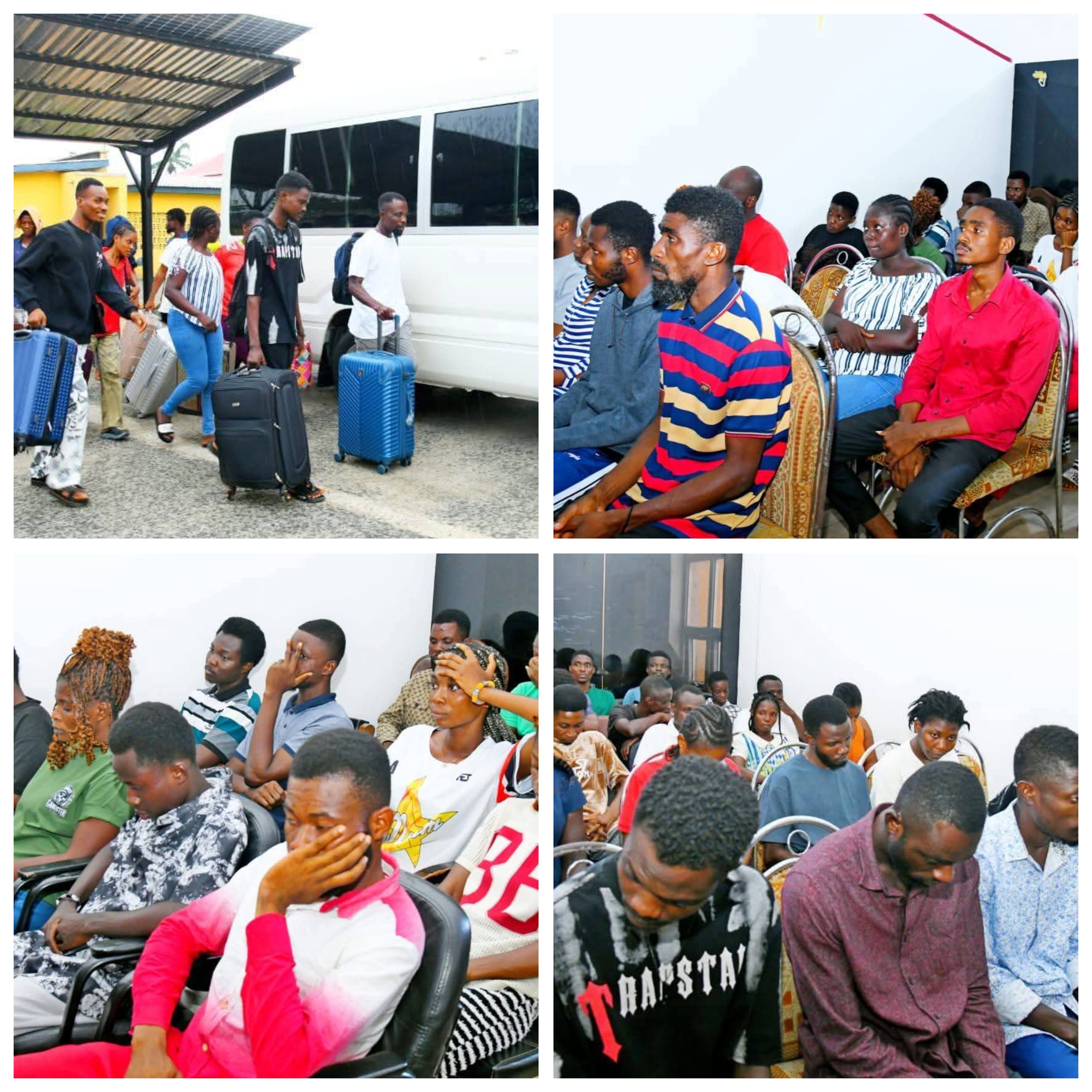 A group of trafficked Ghanaian nationals after their rescue by the Akwa Ibom State Government