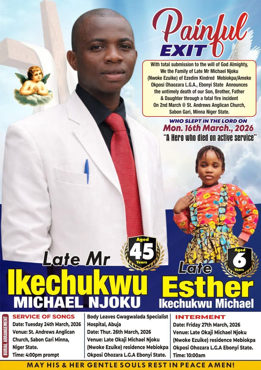 A graphic image related to the fire incident in Minna.