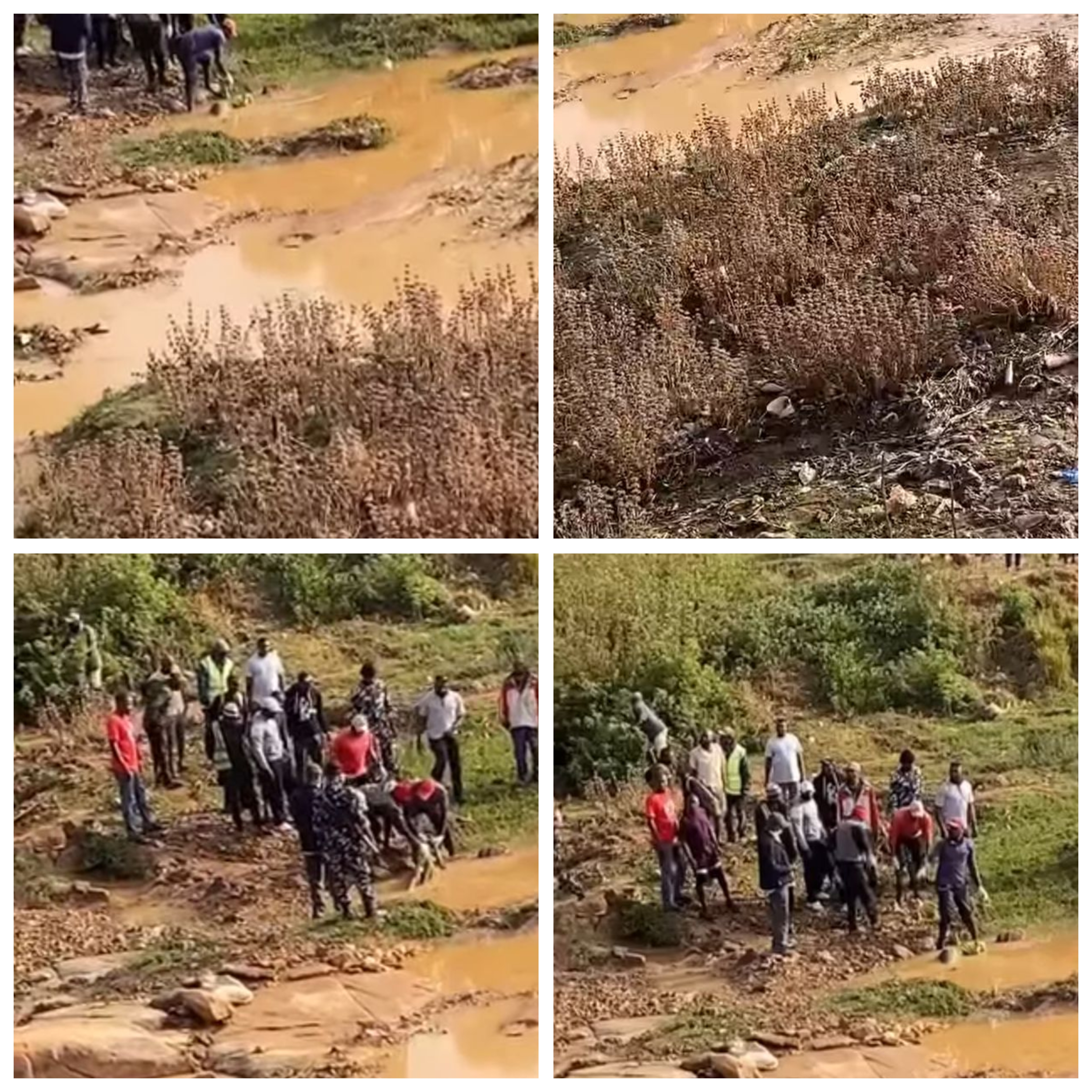 Local residents pulling the woman's corpse from the river in Plateau State.