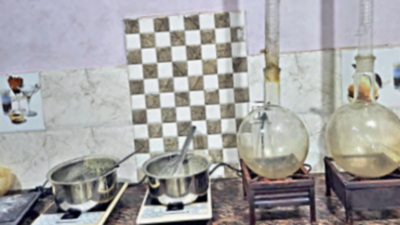 Seized drugs and equipment from the drug factory raid