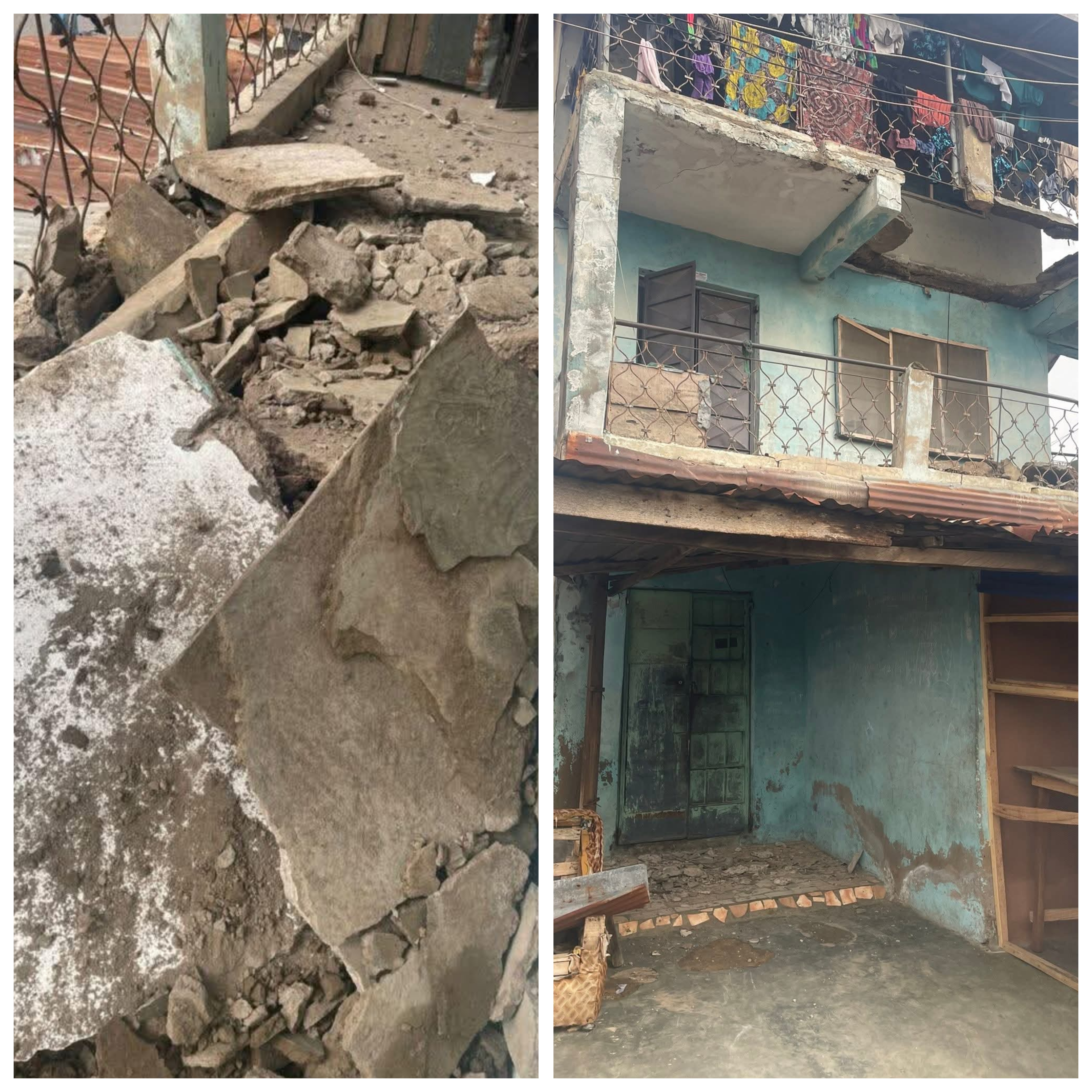 Scene of the collapsed building in Kwara State.