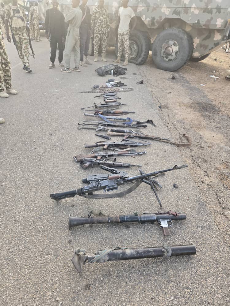 Mortar tubes and RPGs among the recovered weapons.