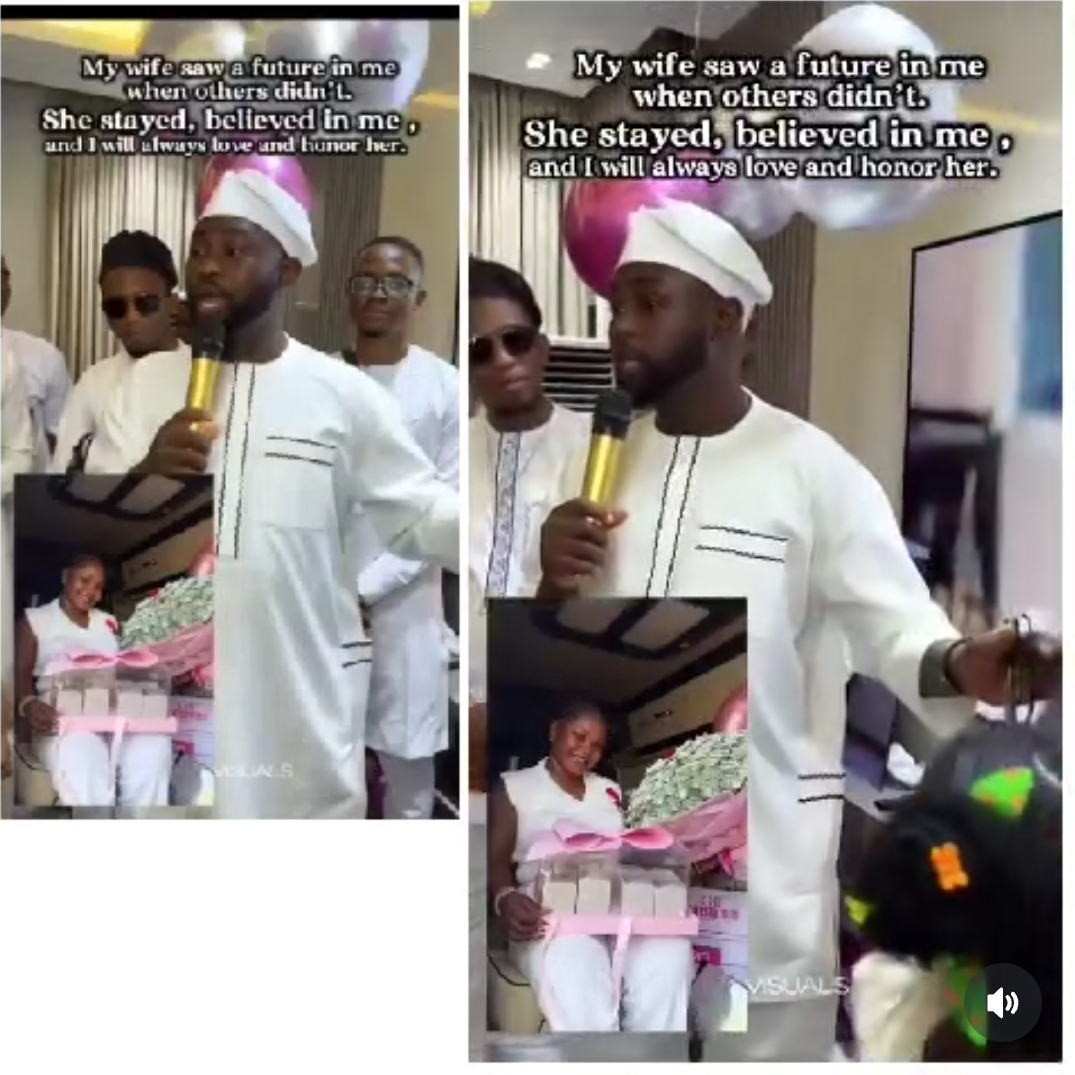 A man expressing gratitude for his wife's support during tough times