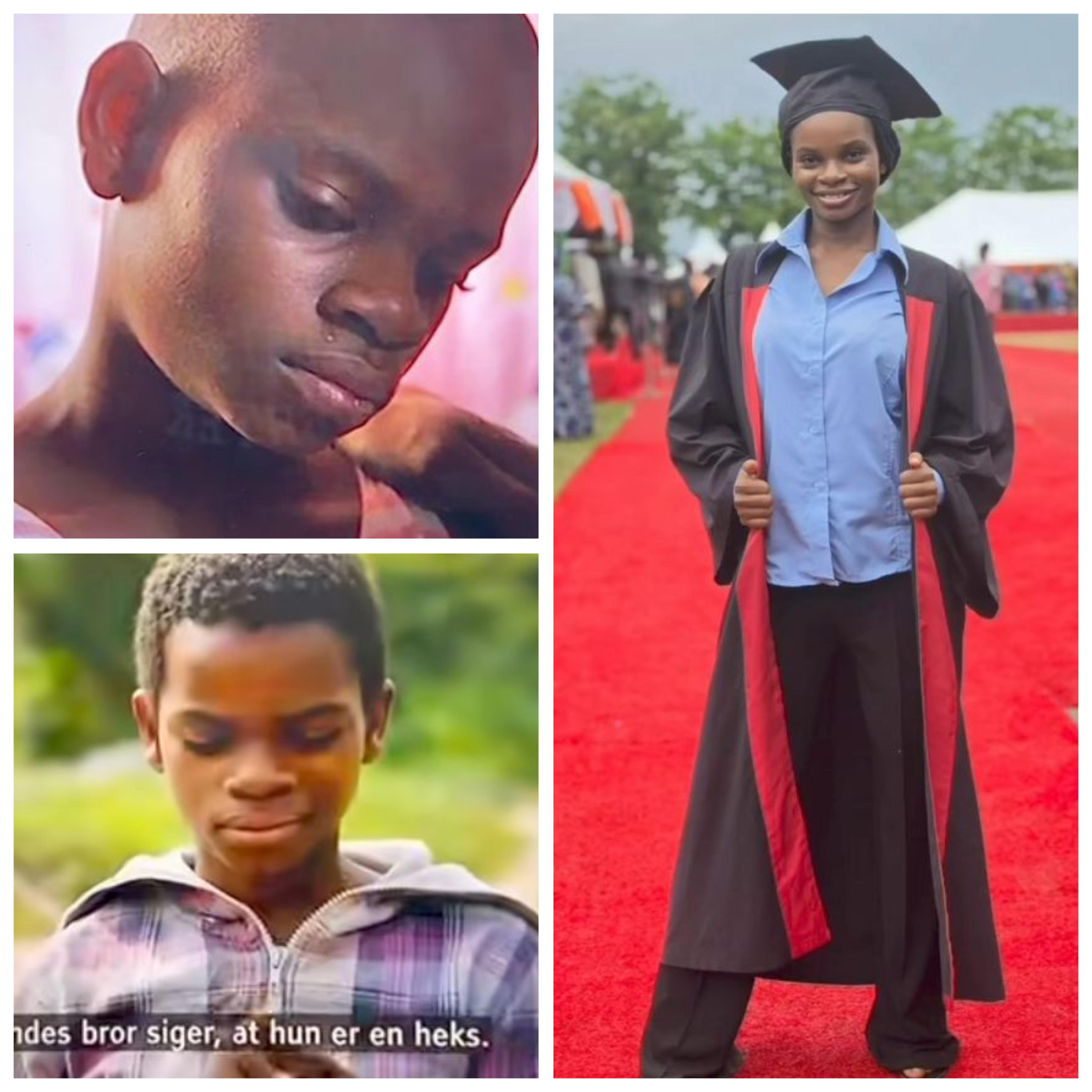 Miriam, the Nigerian girl accused of witchcraft, is seen in a celebratory image.