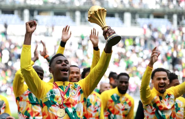 Senegal parading the AFCON trophy