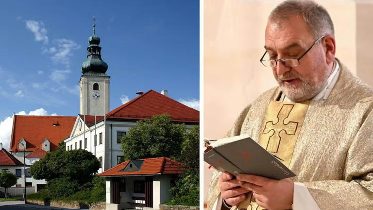 Catholic priest Raimund Beisteiner during a mass service
