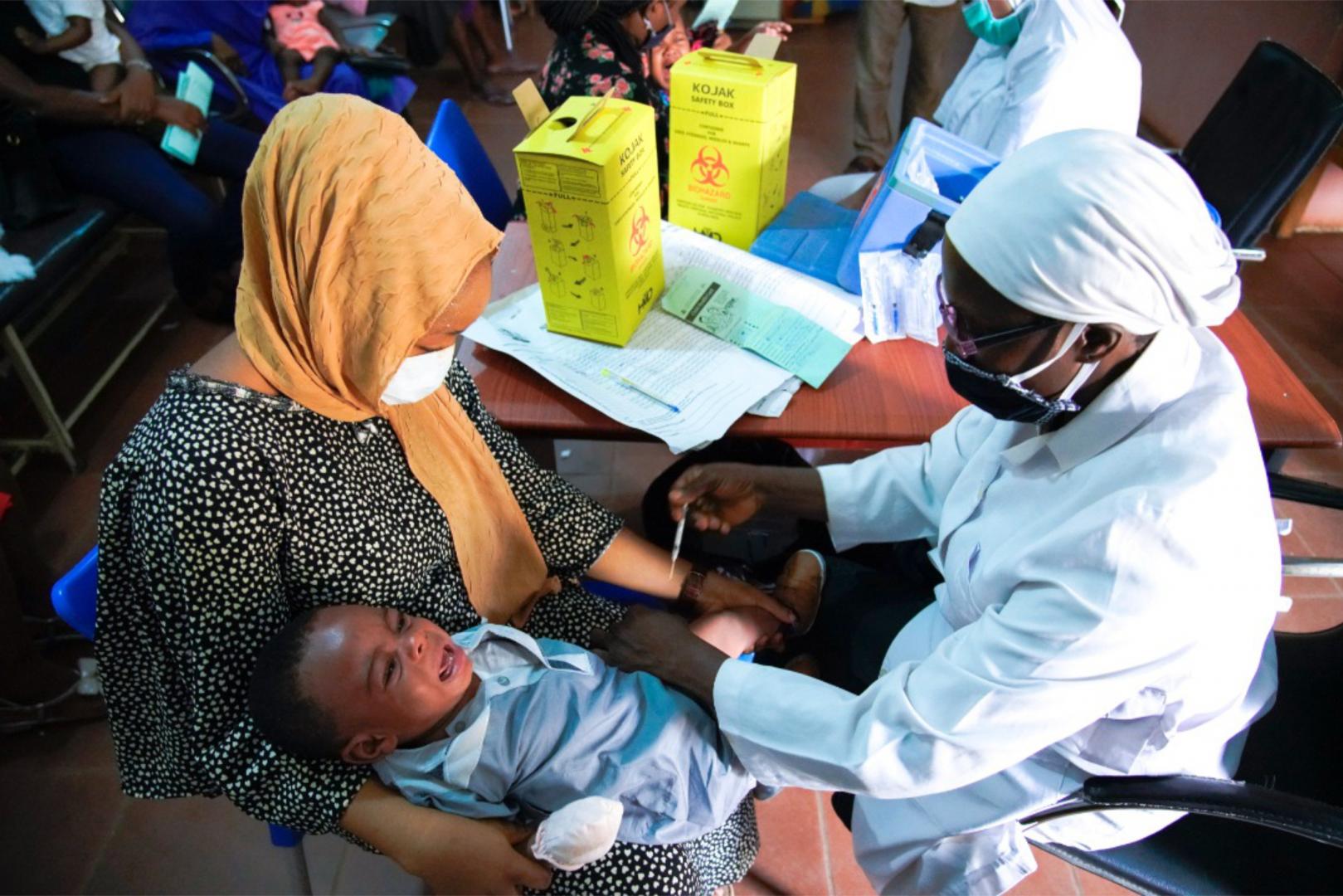 A child receiving vaccination at Gwarinpa General Hospital in the FCT