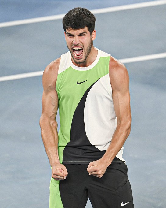 Carlos Alcaraz celebrating his victory at the Australian Open