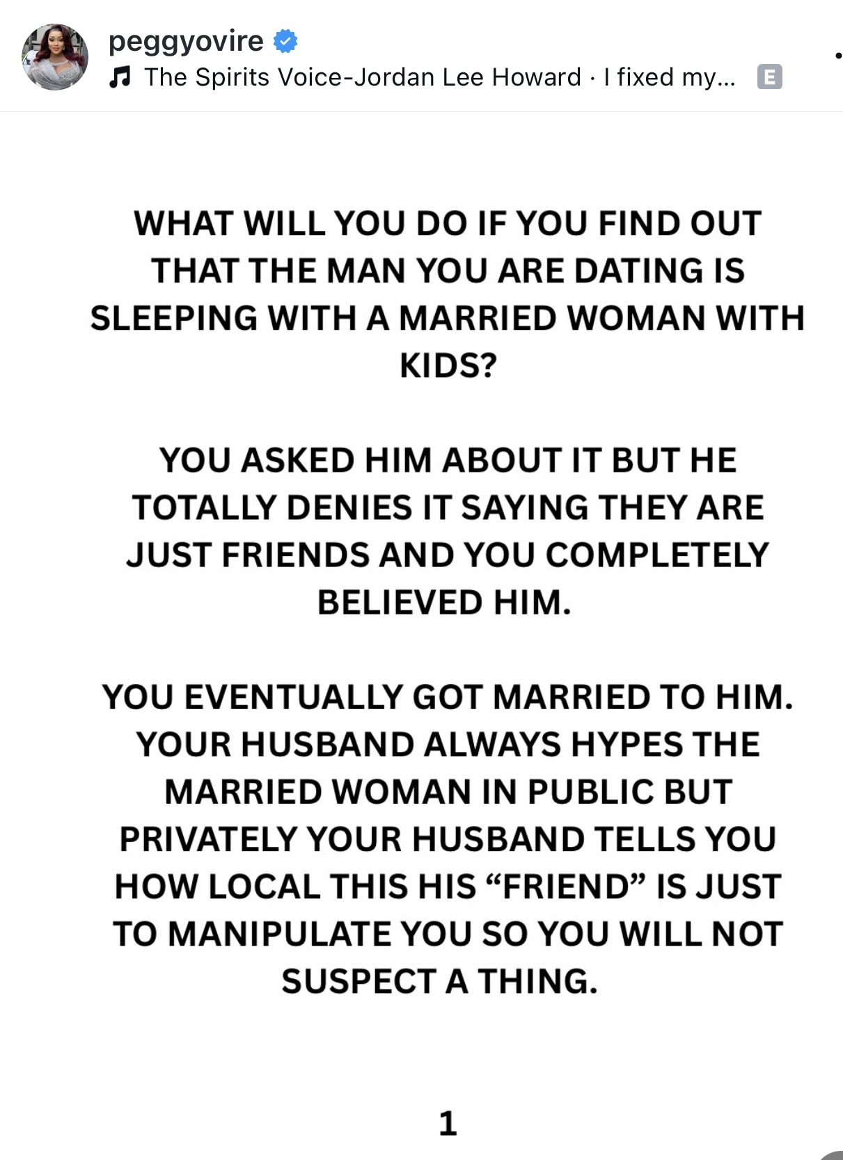 Peggy Ovire shares thoughts on infidelity