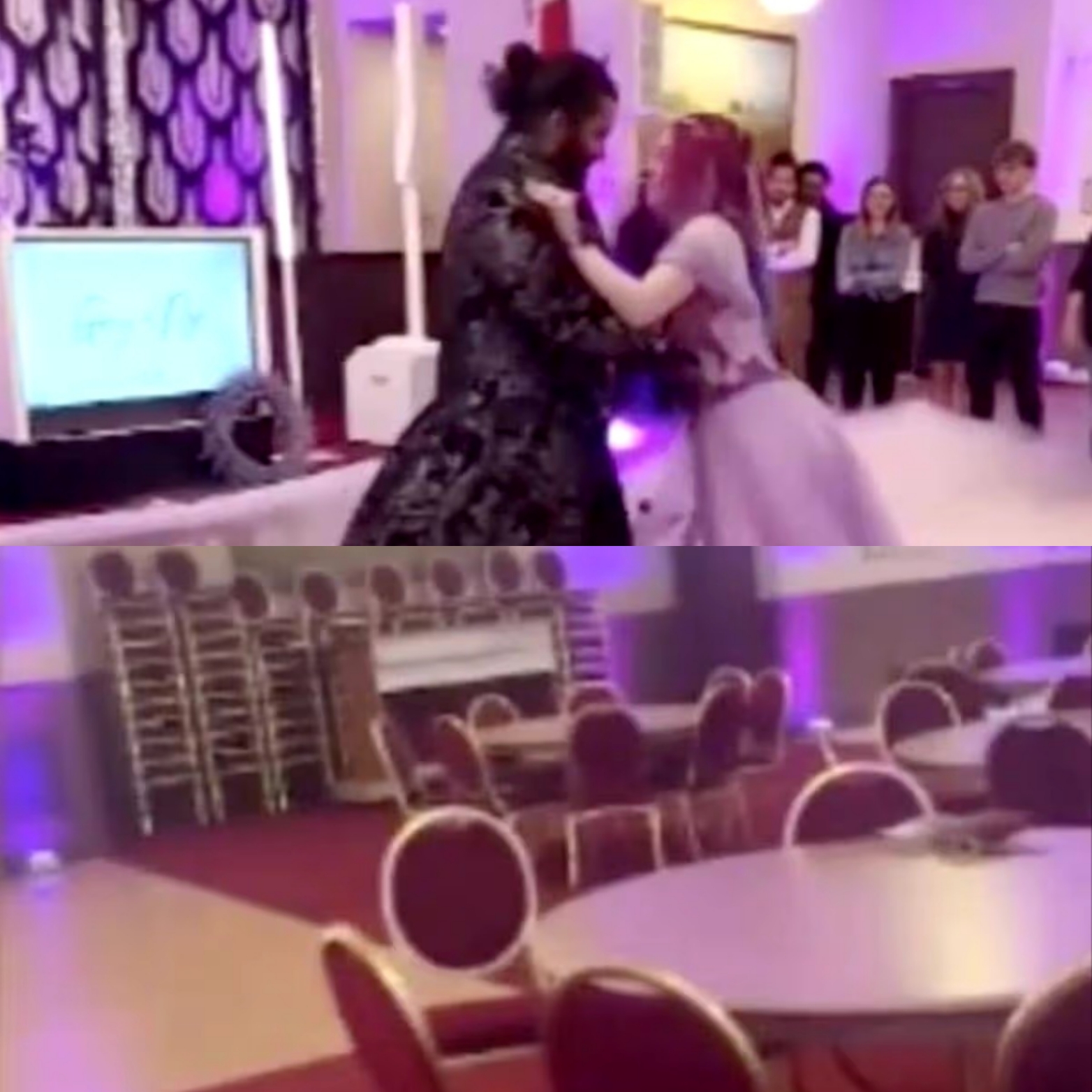 Empty wedding venue with unoccupied tables